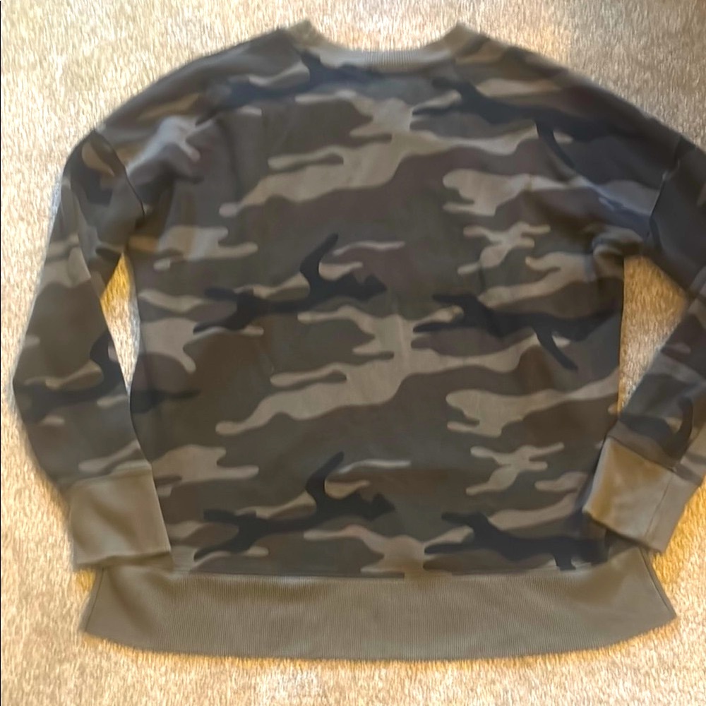 Time and Tru Olive Camouflage Top